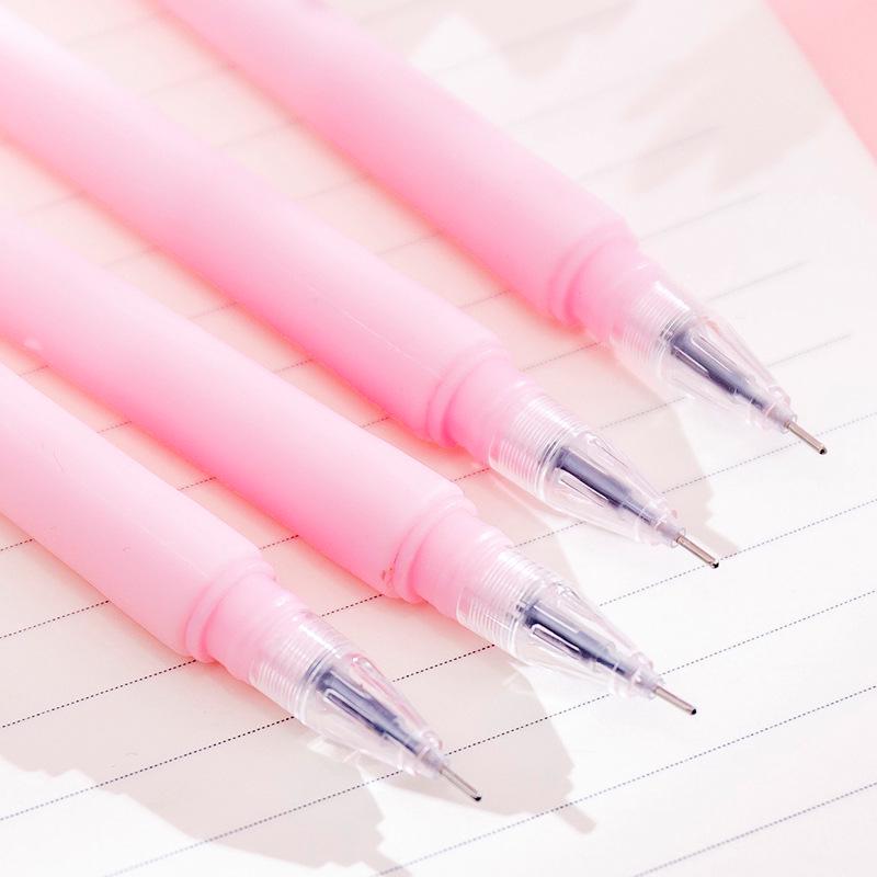 3Pcs Cute Aesthetic Pink Sakura Silicone Gel Pen Small Fresh Girl Stationery Note Test 0.38mm Writing Pen Kawaii School Supplies