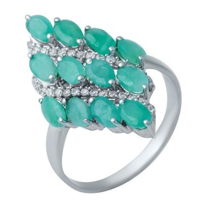 Bague en argent avec une émeraude naturelle de 3,18 ct, poids de l'article 4,27 g (0581712)