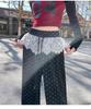 Women's Lace Patchwork Polka Dot Wide-Leg Elastic Waist Pants, Loose Fit, Floor-Length - Spring/Summer 2025 Collection