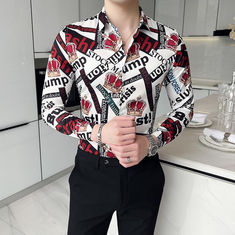 Three-dimensional Digital Printing Shirt Men's Personalized Printing Long-sleeved Shirt