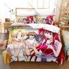 DxD Rias Red Hair Devil Queen School Uniform Demon Wing Purple Magic Anime Duvet Cover + 2 Pillowcases Otaku Anime Fan Bed Linen
