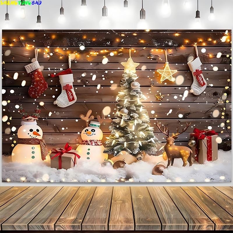 Merry Christmas Wreath Window Glitter Photography Backdrop Happy New Year Background Family Holiday Party Decoration RR-97
