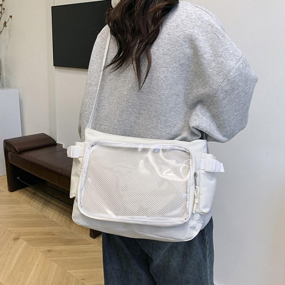 Borsa Itabag Trasparente Creativa con Tasca Stile College Espositore per Badge in PVC Borsa a Spalla Nyl Grande Capacità Borsa a Tracolla da Donna