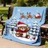 1pc Christmas teddy bear Outdoor Flannel Blanket , Machine Washable Perfect Gift for Birthday , Holiday Travel Accessory , Durable Material