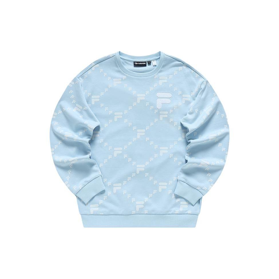 FILA Fusion Logo Print Pullover Sweatshirt Unisex sweatshirt Light-Sky-Blue T11U316203FLB
