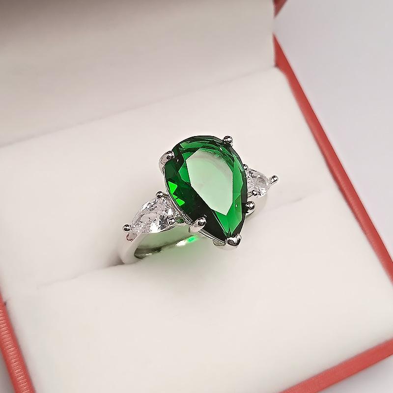 

Культивированное кольцо-капля изумруда Женское премиальное кольцо с бриллиантом открытого типа, покрытое розовым золотом, в форме груши Opening Adjustable