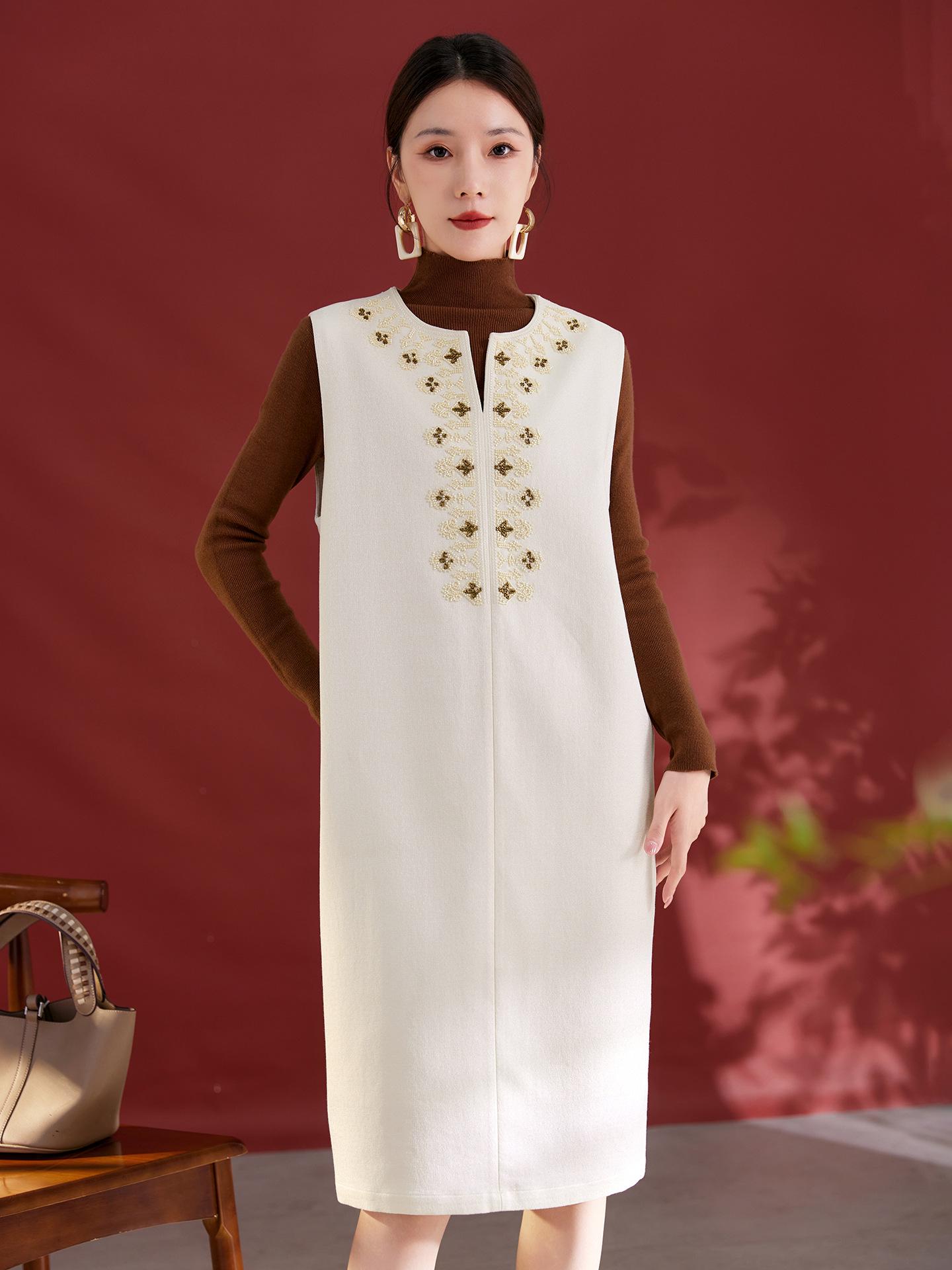 

Autumn/Winter French Style Wool Vest Dress - Elegant Temperament Design for Women XL