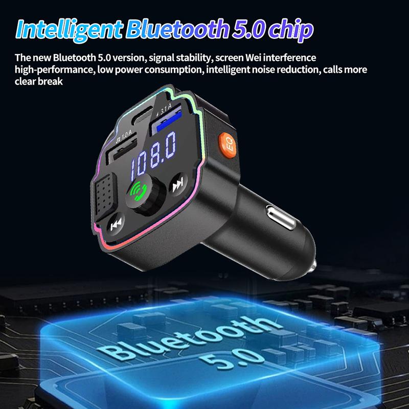 Araba Mp3 Çalar Çift Usb Hızlı Şarj Fm Bluetooth Alıcısı Bluetooth Uyumlu 5.0 Fm Verici Usb Flash Sürücü Fişi Araç Kiti