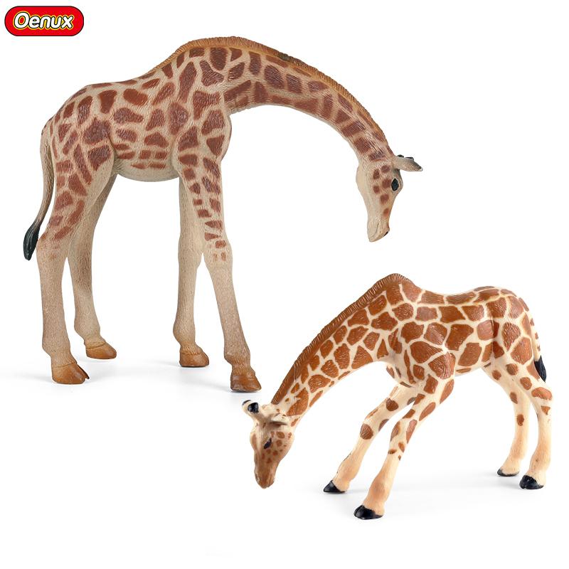 Oenux Zoo Afrika Wildtier Giraffe Simulationsmodell Actionfiguren PVC Pädagogisch Niedliches Spielzeug für Kinder