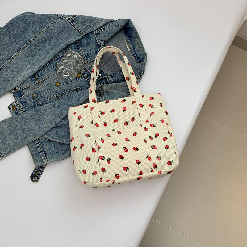 

Универсальная вельветовая сумка-тоут с принтом 2025 новая сумка для хранения большая вместимость на плечо для переезда холщовая сумка сумка сумка белый