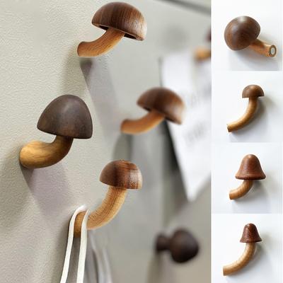 Creative 3D Fridge Magnet Wooden Mushroom Refrigerator Sticker