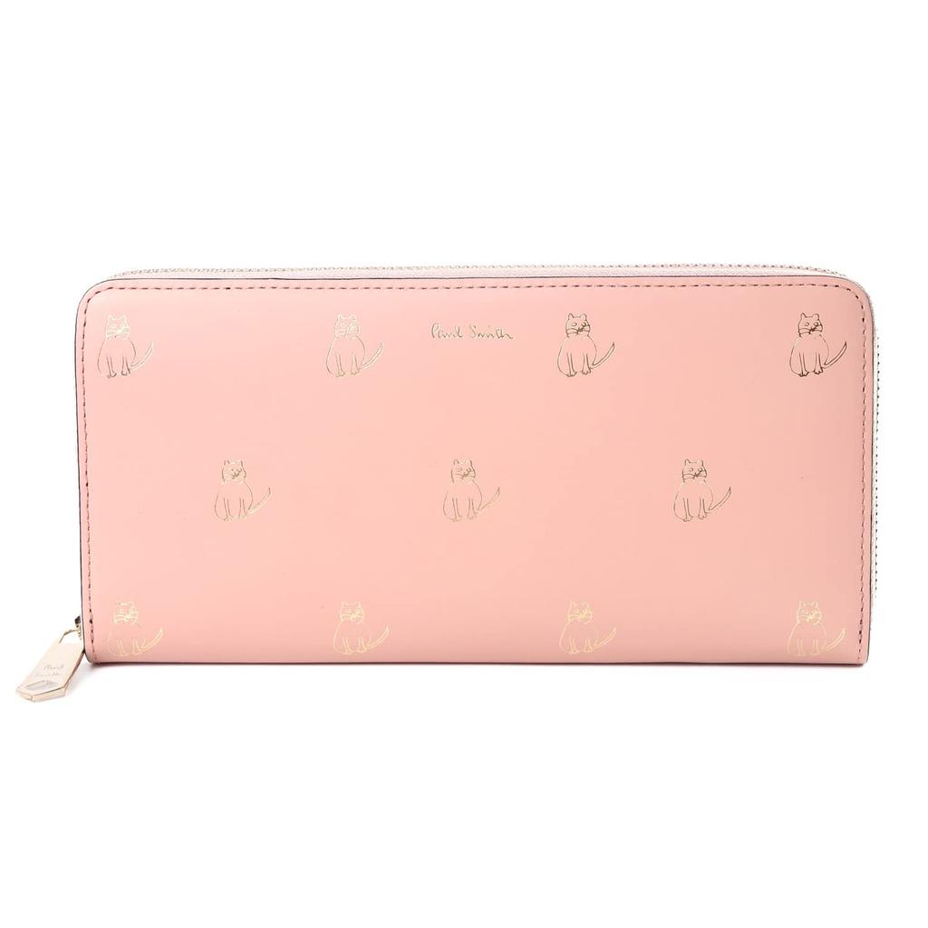 Paul Smith Personalized Round Zip Long Cat Doodle Genuine Cowhide Leather with Coin Wallet, Pattern, Purse, LV3PIM0006/BPW006 (No Personalization,