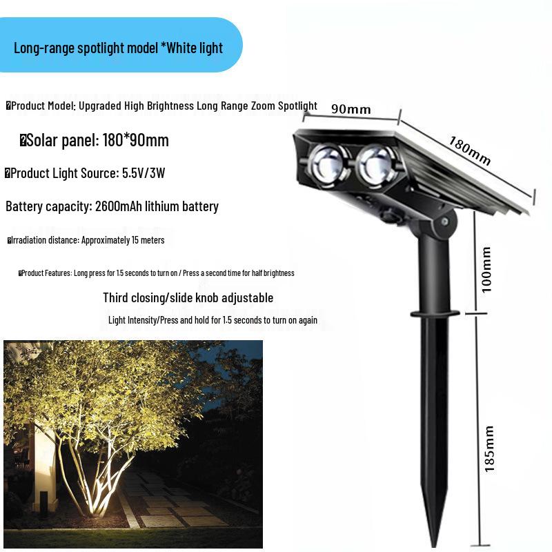 High Brightness Waterproof LED Solar Spotlights for Outdoor Lawn and Courtyard Lighting