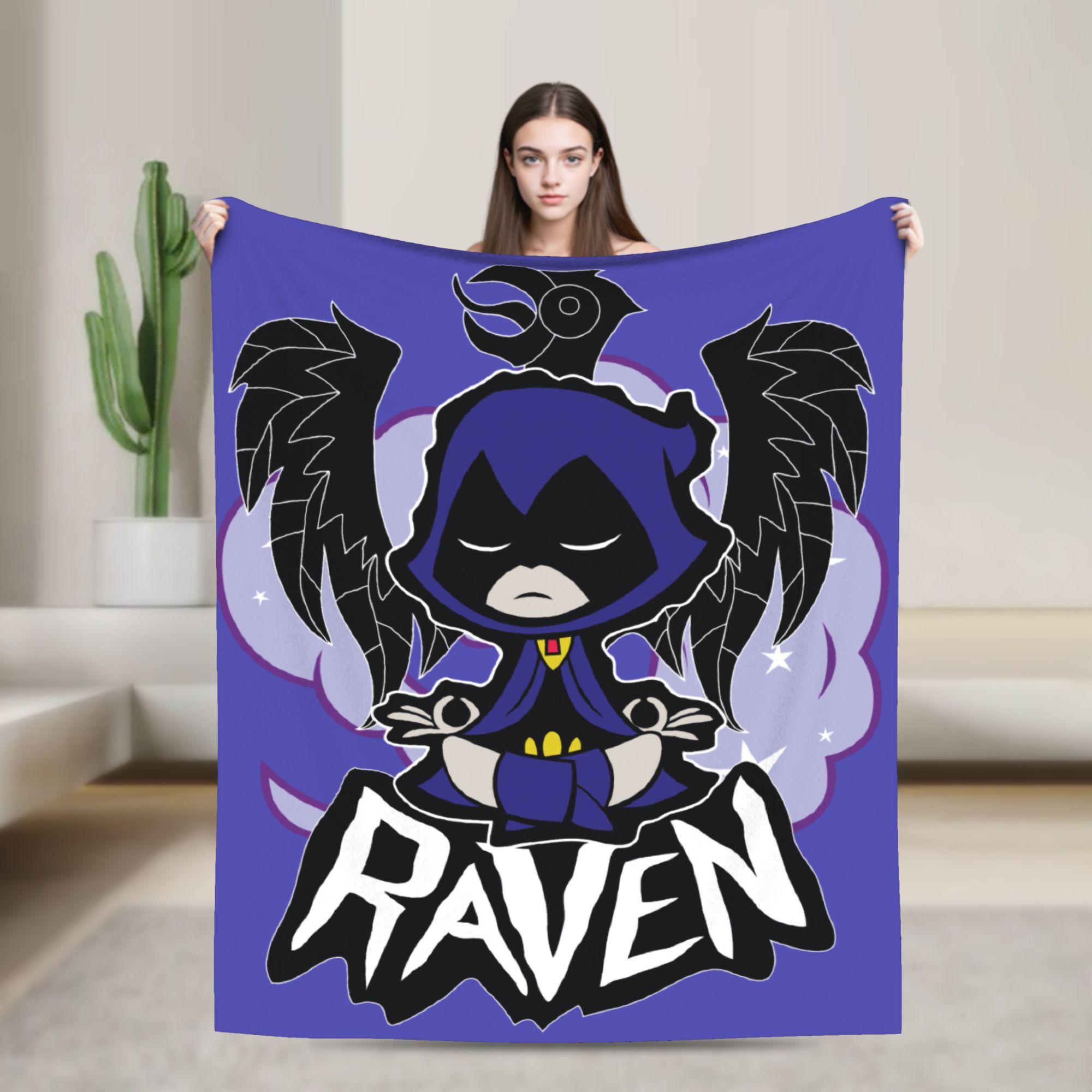 Teen Titans Go Raven Attack Flannel Blanket Throw Blankets for Bed Sofa Couch Quilt, 75X95CM