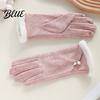 Stylish Gloves Winter with Fluffy Windproof Warm Touch Screen for Women Thermal Knitted Fur Trim