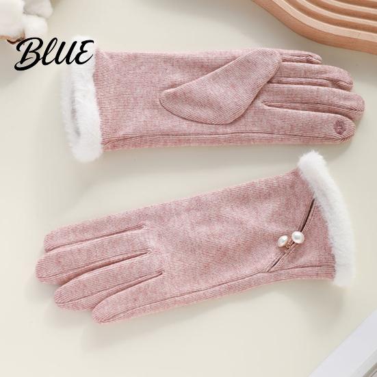 Stylish Gloves Winter with Fluffy Windproof Warm Touch Screen for Women Thermal Knitted Fur Trim