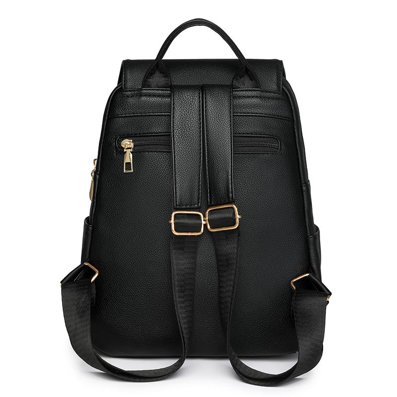 Vintage Flip Women's Backpack PU Travel Bag Large Capacity Student Schoolbag