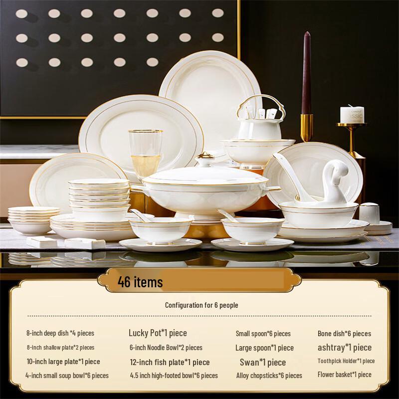 

Taoyue Gold Rim Ceramic Dinnerware Set