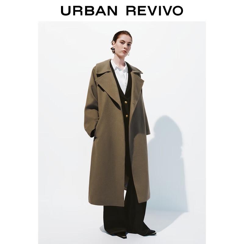 UR Women's Fall 2025 Elegant Sheepskin Belted Long Coat