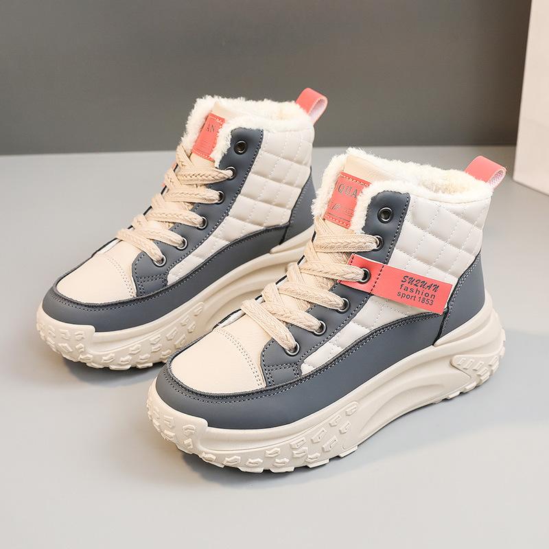 

[Customized] K6705 new high-top women s shoes 2025 winter warm cotton casual ins Korean version of the trend of board shoes 35