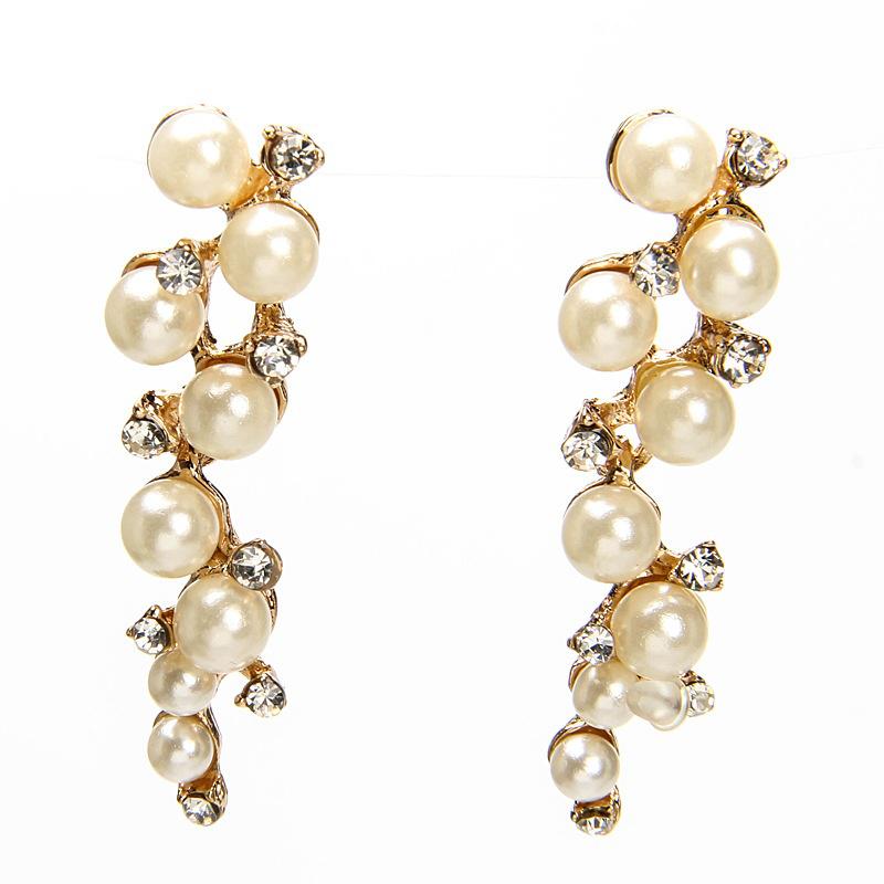 Прекрасные имитационные серьги-капельки со стразами в форме винограда, серьги-гвоздики золотой