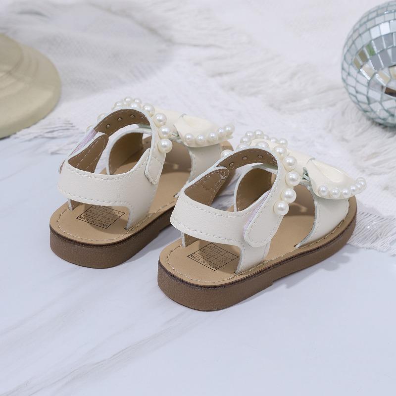 Bow Shoes Soft-Sole Elegant Style Sparkly Mary Janes Sandals Open-Toe Beach Shoes Party Shoes Fashionable Footwear for Girls