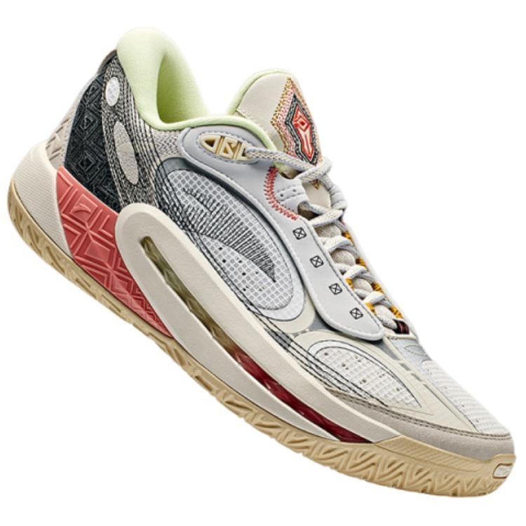 Anta Shock Wave 6 Low Top Basketball Shoes Men's Beige Gray 112441106Q-1