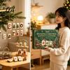 24 Day Countdown Calendar Chinese Mahjong Tile Advent Calendar, 24-Day Christmas Set with 2D Atmosphere Decor Acrylic Ornaments, Tree Hanging