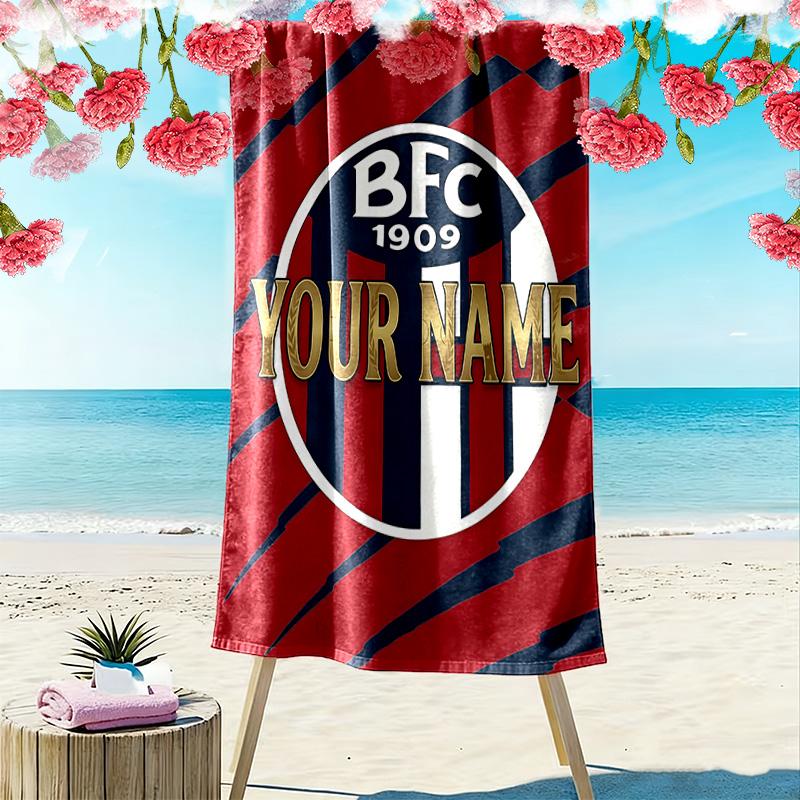 Bologna Fc Custom Name Print Beach Towel Large Soft Quick Dry Towel For Beach Camping Swimming