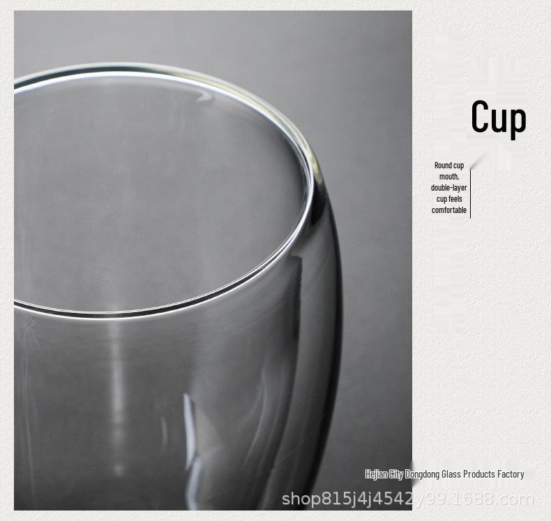 Egg-Shaped Double-Walled Borosilicate Glass Cup with Handle - Insulated for Coffee or Milk.