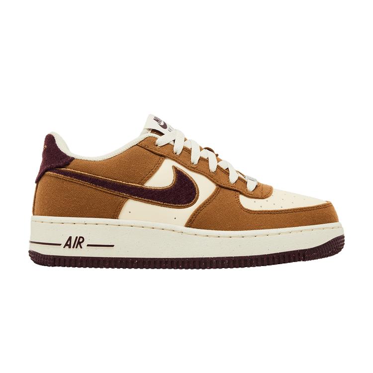 Nike Air Force 1 Low Light British Tan Burgundy Crush (GS) Sneakers