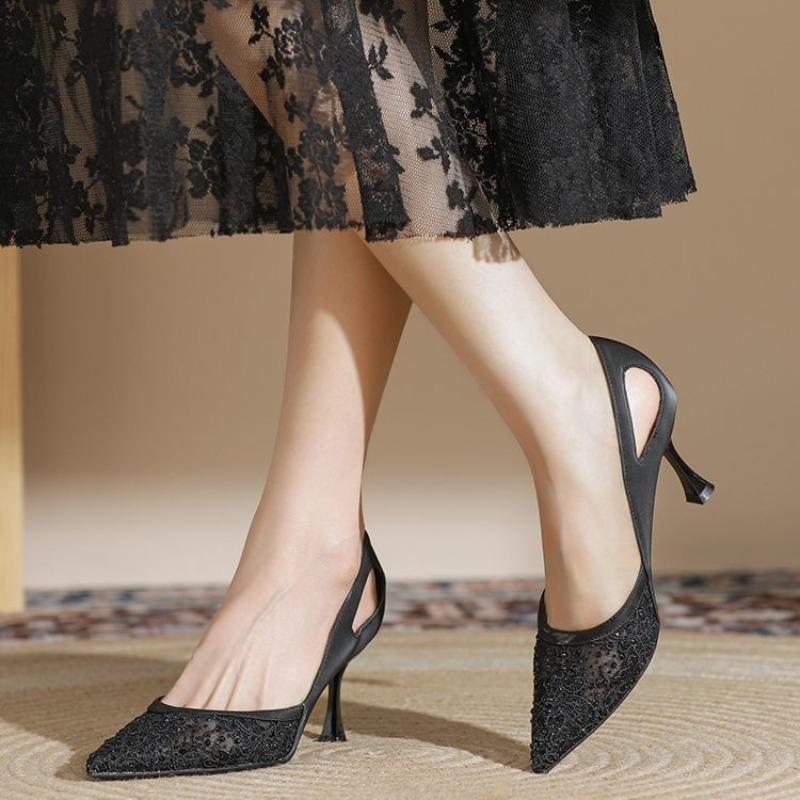 Pierced Heels, High Heels, Pointed Toe, Covered-toe Sandals, Women's Shoes