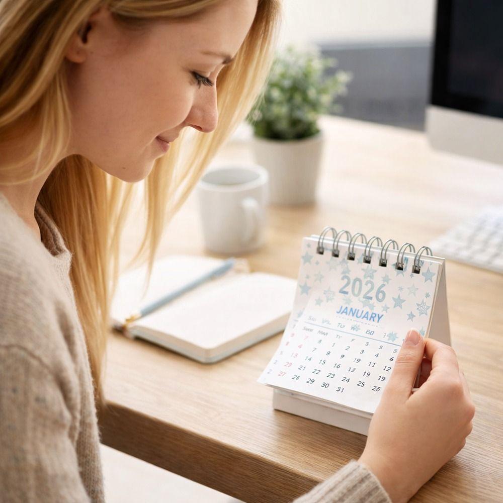 Mini Desktop Calendar Coil Binding Schedule Planner Cute 2026 Desk Calendar  Office School Supplies