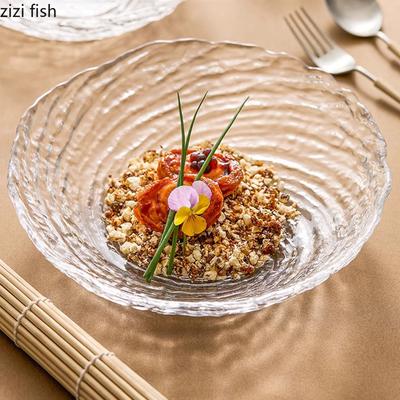 Creative Water Ripple Glass Salad Bowl Dessert Yogurt Bowl Thick Soup Bowls Restaurant Molecular Cuisine Specialty Tableware