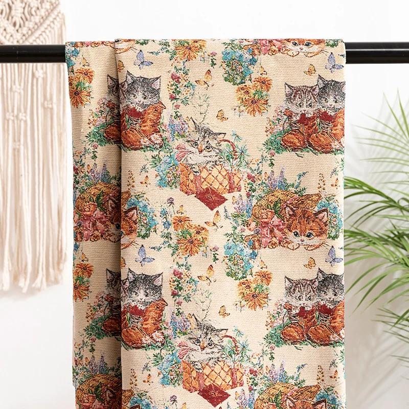 118X111Cm Jacquard Sofa Fabric Cloth Floral Polyester Wear Resistance Cotton DIY Cloth Make Your Own Tablecloths Pillowcase