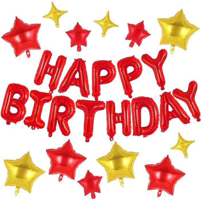 Happy Birthday To Xiyin Tk Aluminum Film Balloon Five-Star Cross Star Set Children'S Birthday Party Decoration