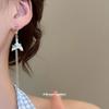 Silver Needle Diamond Pearl Fish Tail Tassel Earrings Summer Holiday Style Exquisite Versatile Earrings Fresh and Sweet Earrings Women