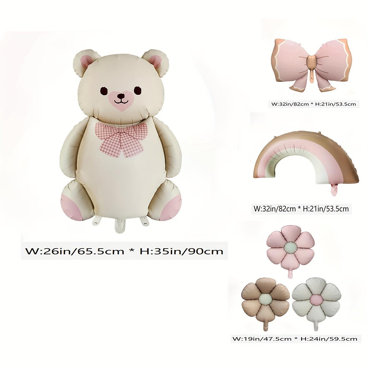

6pcs Pink Bow Cartoon Bear Balloon Self-Sealing Aluminum Foil Balloons Daisy Birthday Balloon Set Festive Party Decoration other
