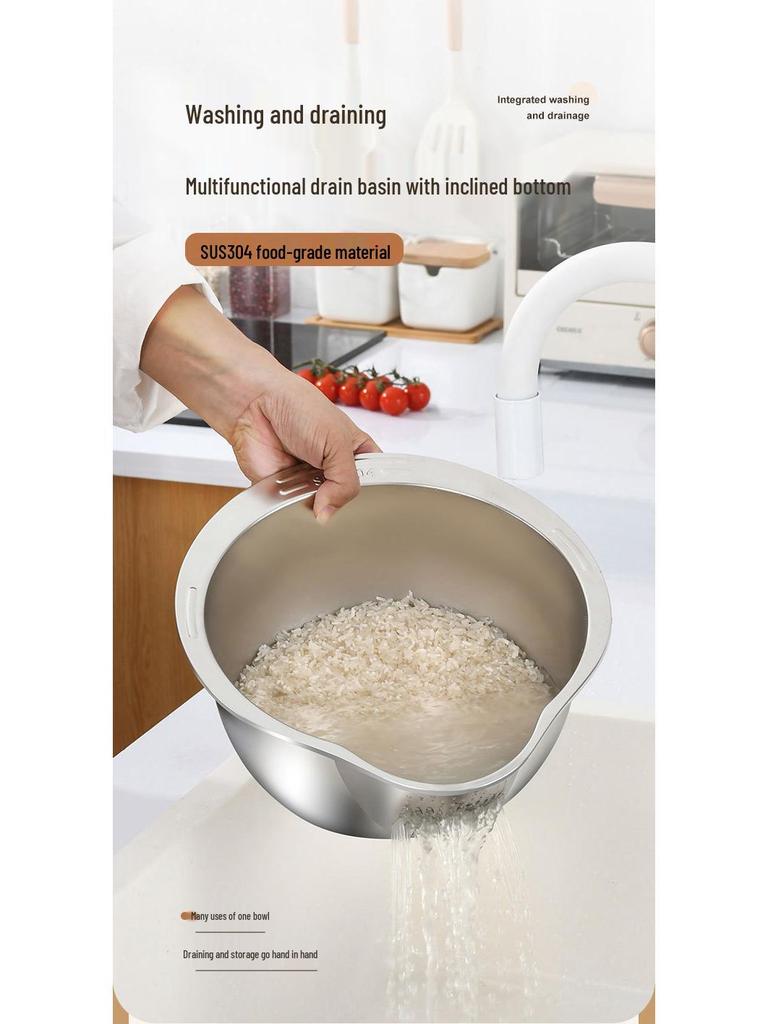 Multilayer Stainless Steel Rice and Vegetable Washing Colander Basket