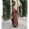 New Arrival Middle East Turkey Pure Color Drawstring Sleeves Silm Dress Solid Color Waist up Dress