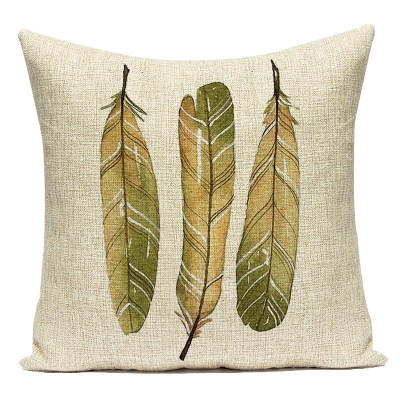 Country Style Cushions Cover Bird Feather Throw Pillow Case Home Decorative Sofa Bed Car Polyester Pillow Cover