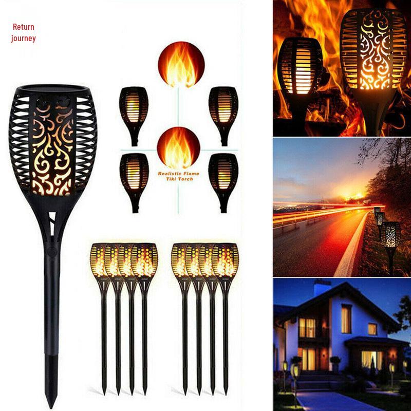 Solar Flame Torch Light with Sensor, 12 LED for Outdoor Decor and Landscape