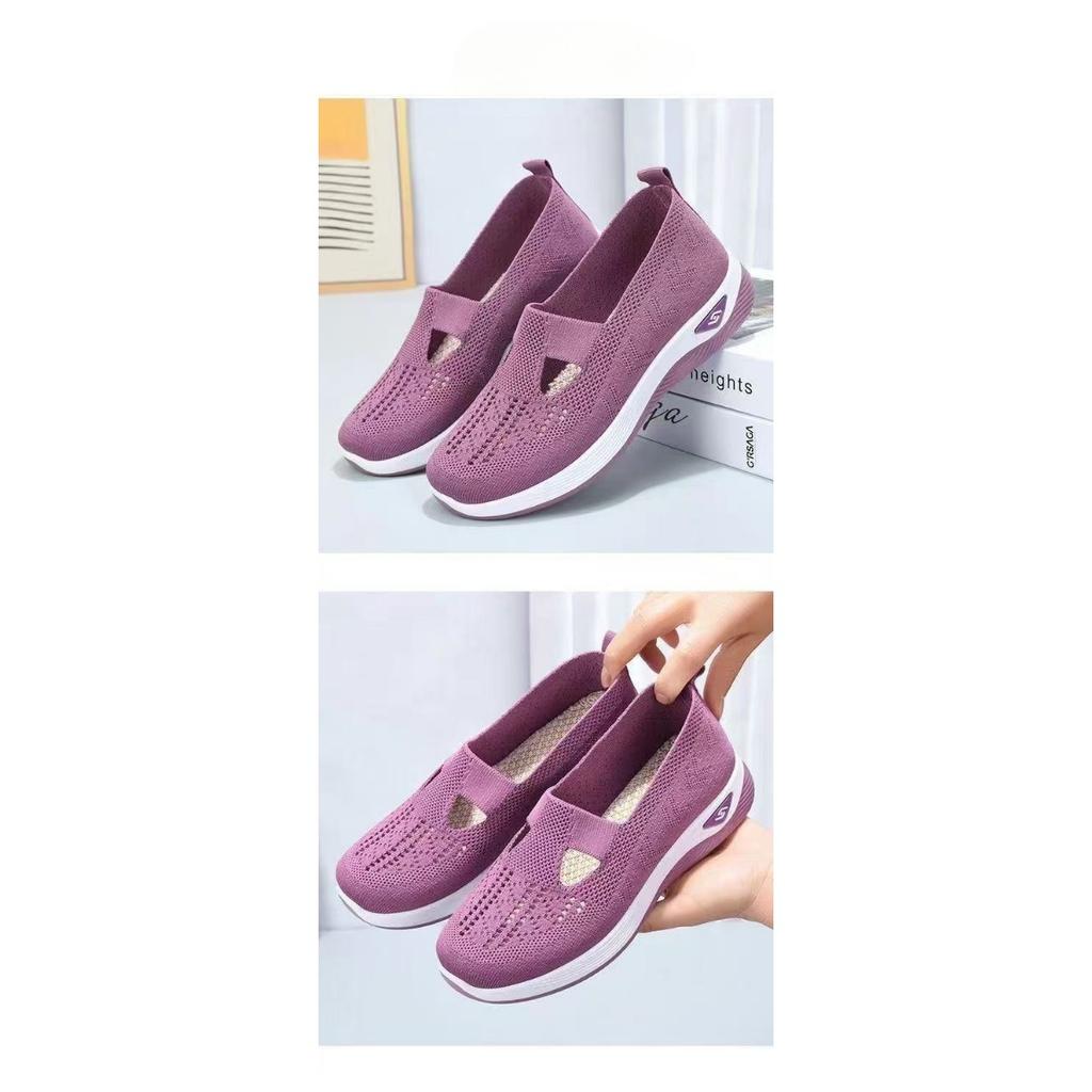 Breathable Mesh Knitted Sleeve Sports Shoes with Thick Bottom - Lightweight Casual Walking Shoes, Women's Sports Shoes, Low Cut Design