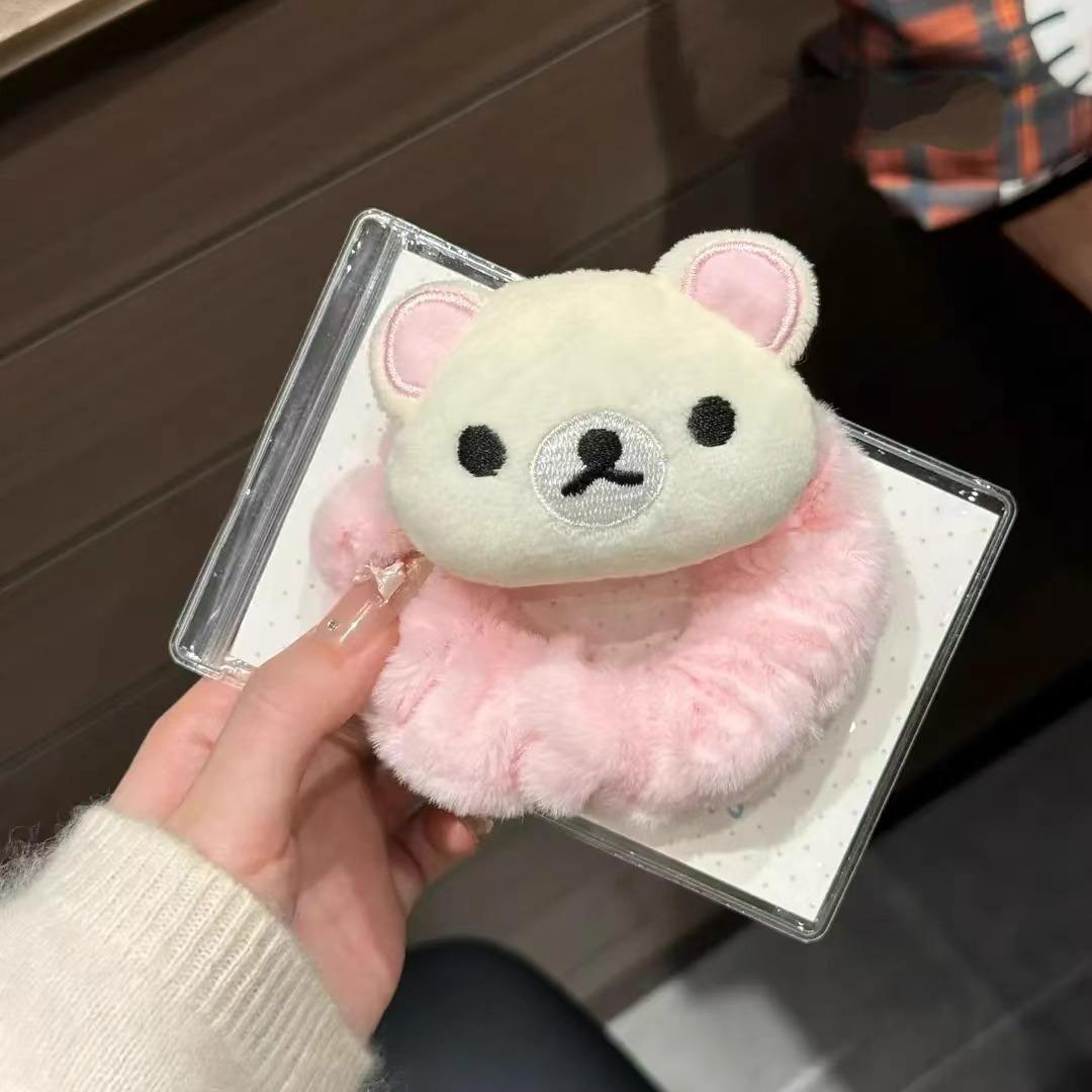 New Rilakkuma Hair Ties Fluffy Autumn Winter Girls Sweet Cute Hair Bands Hair Clips Cartoon Figures Accessories Christmas Gift