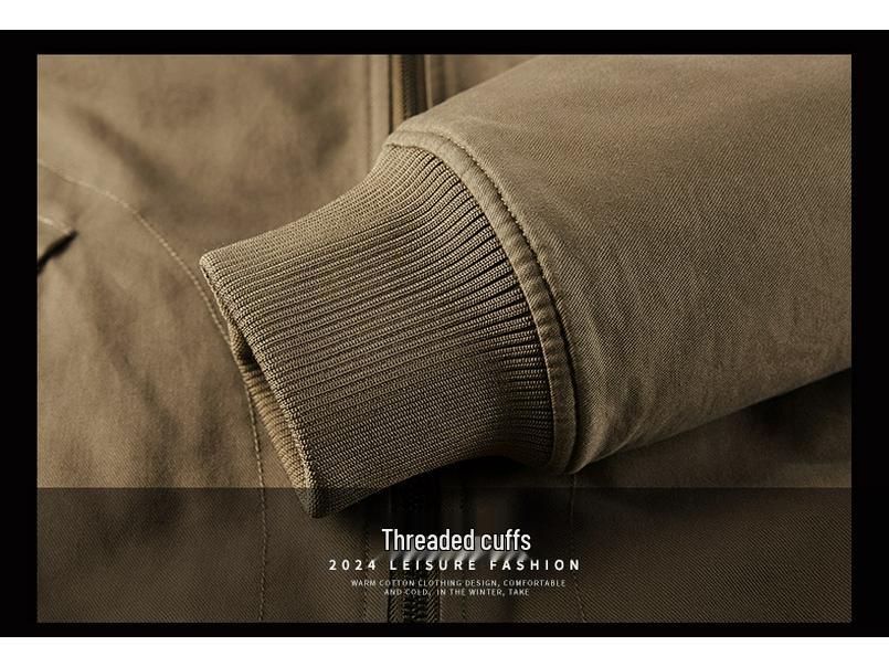 Men's Cross-Border Lambswool-Lined Cotton Jacket - Autumn/Winter Casual Flight Suit with Velvet Lapel