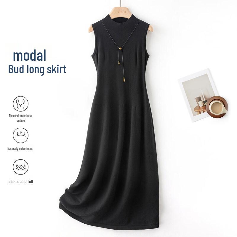 IHIMI Hepburn Style Knit Midi Dress L