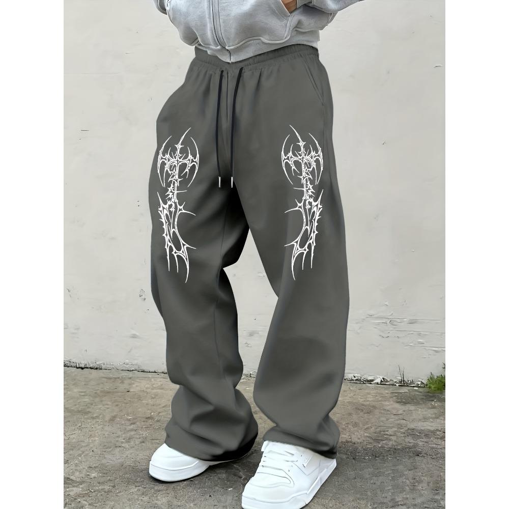Men's Multifunctional Solid Color Drawstring Loose Casual Sports Pants, Suitable for Outdoor and Family Activities
