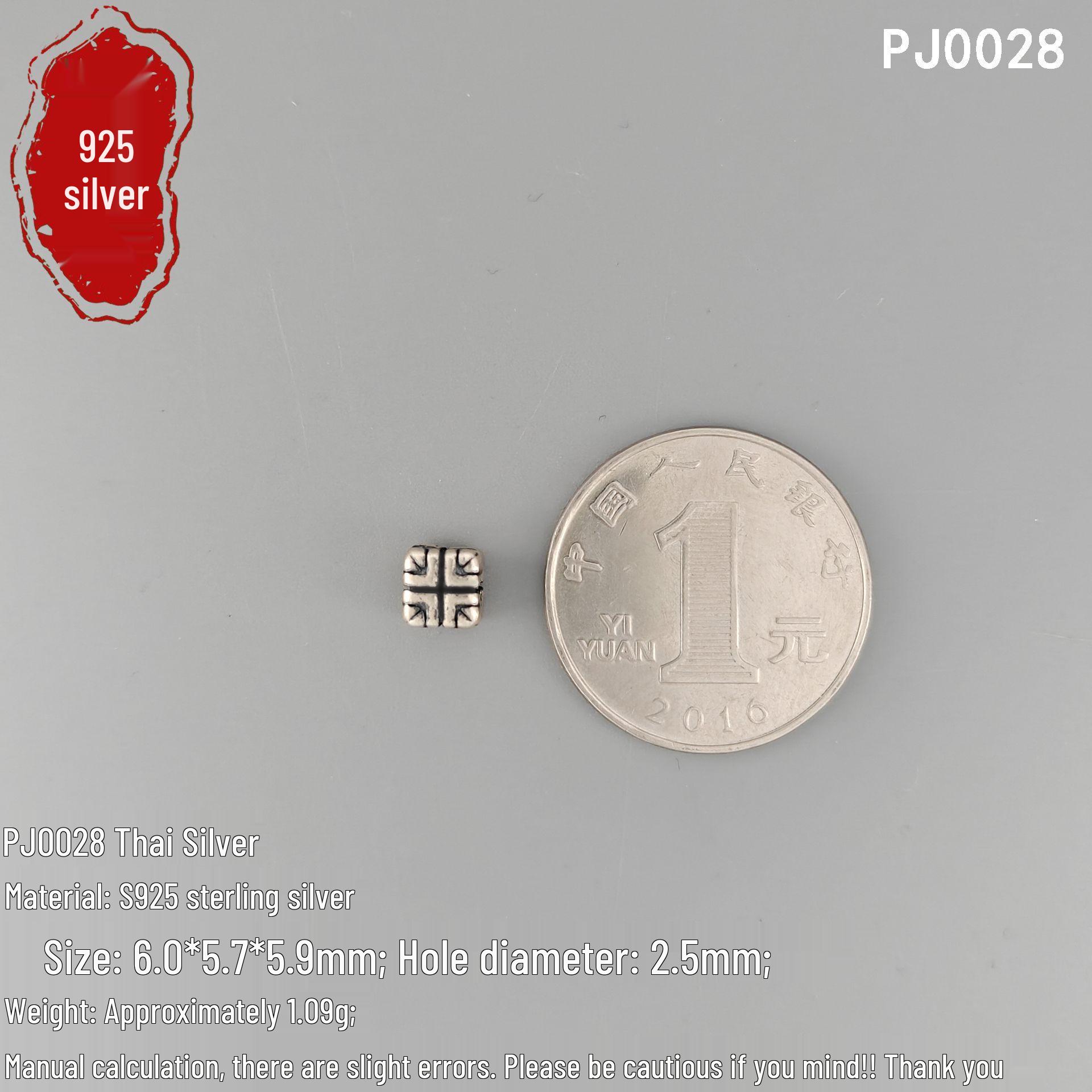 Square Four-Sided Flower Spacer Beads: S925 Sterling Silver for DIY Handmade Bracelets