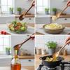 Japanese Style 23.5cm Wooden Spoon with Long, Half-Round Handle for Cooking and Stirring