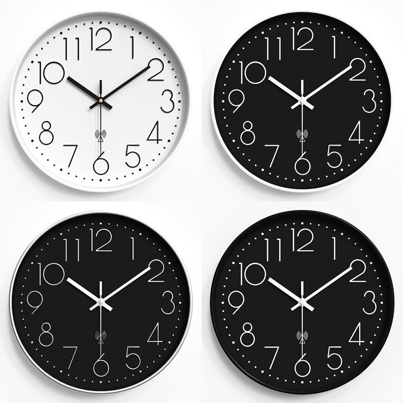 Radio Clock Home Simple Watch Wall Hanging Living Room Silent Clock Clock Automatic Time Quartz Clock 12 Inches 30CM